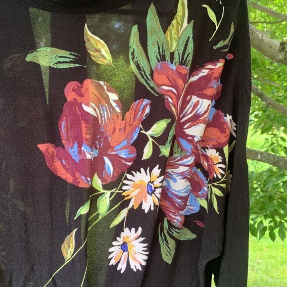 Free People Black Dress with Flowers open Back M - Picture 2 of 5